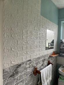 20pcs 3D Brick Wall Stickers, Foam Self-Adhesive Waterproof Wallpaper, Easy To Apply And Remove, Easy To Clean, Customizable, Suitable For Kitchen, Living Room, Bathroom, Corridor, Can Be Hung To Decorate Tiles. - Rock Black - View 10