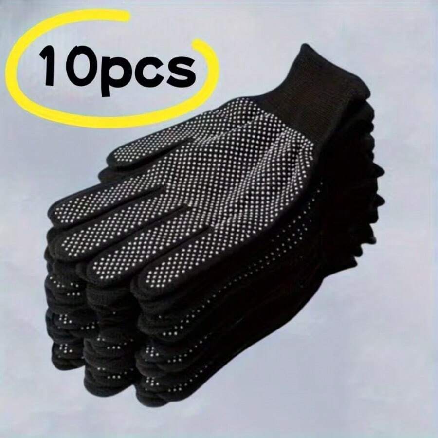 10pcs Nylon Anti-Slip Dotted Gloves - Suitable For Outdoor Cycling, Sports, Camping, Fishing, Lightweight & Breathable, Multiple Colors Available - Multicolor - View 1