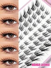 Bộ 60 sợi mi giả Asiteo hình mắt cáo uốn cong chữ C, kiểu hoạt hình, mi nối tự nhiên như mi tiên. - C - Xem 1