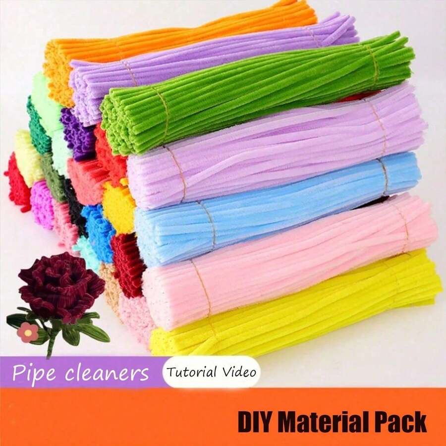 10/100支装优质毛绒雪尼尔花茎，适用于制作逼真的向日葵花束和家居花卉装饰，可扭曲的花茎，用于DIY向日葵花束，手工毛绒雪尼尔花茎（轻微色差属正常现象） - 多色 - 查看 1