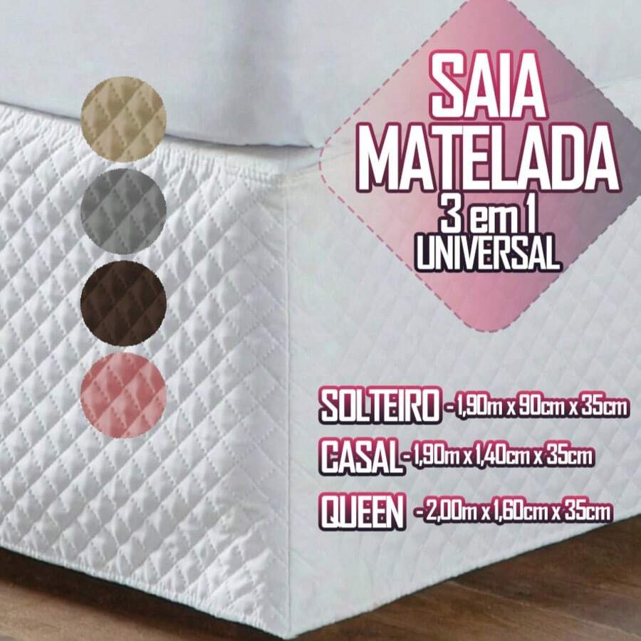 Saia 3 em 1 com Regulagem Ajustável Cabeceira Cama Box Colchobox Matelada Solteiro / Casal / Queen