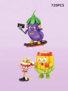 LOZ 300+pièces Petit bloc de construction de légumes alimentaires mignons, tomate, maïs, chou, aubergine, jouet de construction à assembler, décoration de bureau, ornement, cadeau de Noël - Multicolore - Voir 15