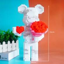 2026 New Heart-Shaped Building Blocks, Heart-Shaped Puzzle Toy For Proposal, Flower Bouquet & Teddy Bear Assembly Model, Valentine's Day Proposal Gift, Girlfriend Birthday Gift, Christmas Surprise Gift - Multicolor - View 3