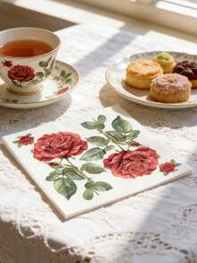20/10/1pc Rose Print Napkins - Valentine's Day Tablecloth, 10*10 Inch 3-Ply Thick Disposable Napkins, Suitable For Valentine's Day Tableware, Birthday Party, Spring Decoration, Restaurant And Kitchen Essentials - Multicolor - View 7