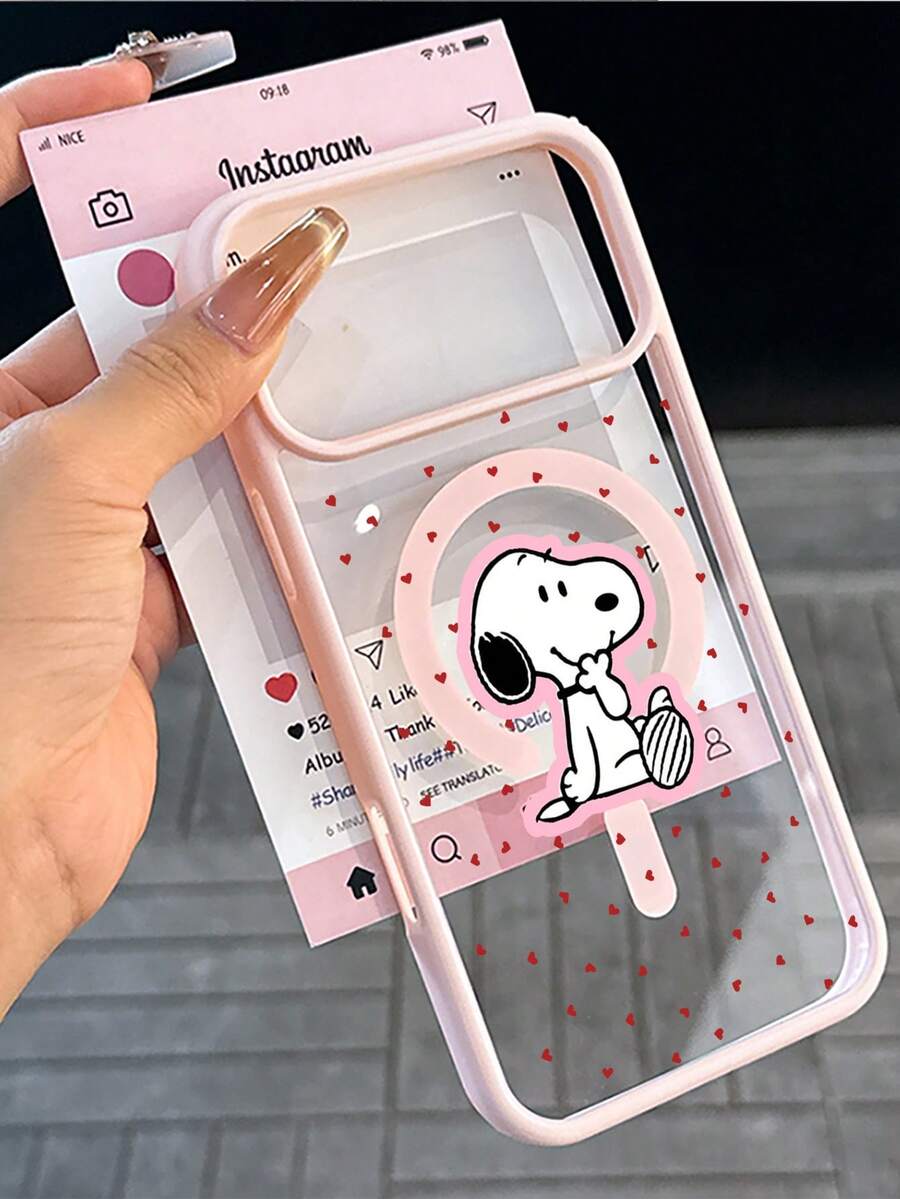A Cartoon Anime SNOOPY Macaron Magnetic Case, Shockproof Tpu Material Pink Phone Case Can Be Given As A Holiday Gift. It Is Suitable For Apple Phones. The New Model Is Suitable For IPhone13/14/15/16/17Pro Max Phone Cases - Nhiều màu - Xem 1