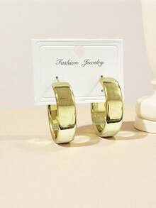 1 Pair Women's Fashionable Versatile Minimalist C-Shape Hoop Earrings
