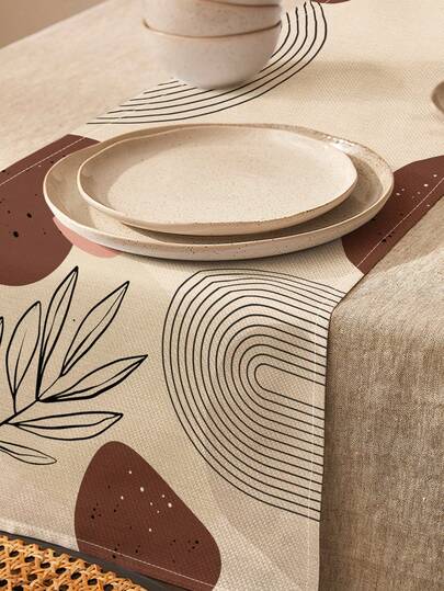 1 st geometriskt mönster bordslöpare/placemat, lämplig för högtider, fester, födelsedagar, middagar, köks- och matbordsdekoration, hem- och vardagsrumsinredning året runt