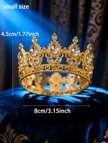 Vương miện tròn kiểu Baroque, vương miện đính đá sang trọng dành cho vua và hoàng hậu, thích hợp cho dạ hội, tiệc tùng, sinh nhật, quà tặng ngày Valentine, phụ kiện tóc cưới. - vương miện - Xem 9