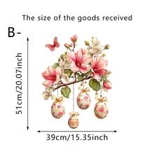 Bộ 3 miếng dán cửa sổ hình trứng Phục Sinh họa tiết dây leo hoa mùa xuân, decal PVC dán tĩnh điện tái sử dụng, trang trí lãng mạn cho phòng ngủ, cửa kính trượt, quà tặng tiệc tùng ngày lễ. - Nhiều màu - Xem 9