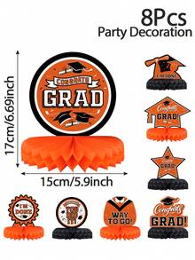 8pcs/Set Graduation Honeycomb Ornaments For Graduation Decor Table Centerpiece , 2026 Graduation Honeycomb Decorations Paper Ornaments, Room Decor, Home Decor, Celebration Graduation Party Room Table Background Decoration, Graduation Season Party Favor Gifts, Graduation Photo Props, Congrats Graduation Party Supplies, Easter Valentine's Day - Graduation Season - View 12