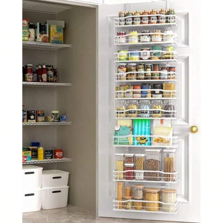 White 9-Tier Over The Door Pantry Organizer Pantry Organization And Storage Metal Hanging Spice Rack Shees Door Home And Kitchen Entials Laundry Room Bathroom Organization - trắng - Xem 1