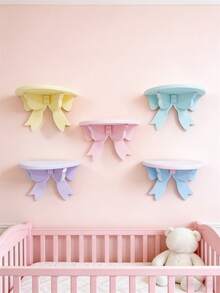 1个木质弓形壁挂式收纳架，墙面装饰收纳架，适用于装饰婴儿房、儿童房、客厅、卧室、餐厅和浴室，实用收纳架 - 彩色 - 查看 5