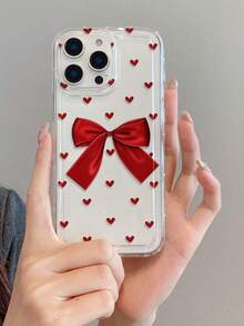 1pc Fashionable Heart & Bow Pattern Phone Case, Suitable As Holiday Gift Compatible With Samsung, Compatible With IPhone XS/XS Max/XR/11/12/13/14/14 Plus/15/15 Plus/16/16 Plus/7/8 Plus/17/17 Pro And Other Models - Multicolor - View 7