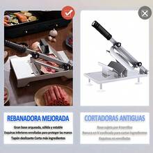 Rebanadoras Manual Cortadora Carne Jamon Verduras Alimentos Plateado - Plateado - Ver 7