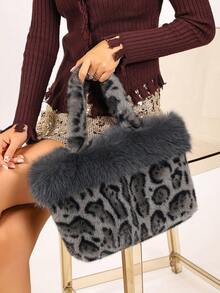 Furry Shoulder Bag For Women Fuzzy Faux Fur Large Tote Handbag Cute Soft Fluffy Purse Fluffy Women's Handbag Soft Faux Fur Cute Women's Fur Bag Suitable For Shopping And Traveling Women's Faux Fur Shoulder Handbags Tote Bag Satchel Furry Purse For Women, Faux Fur Bag Y2k Purse Fluffy Tote Bag Fuzzy Crossbody Handbags - 灰色 - 查看 1