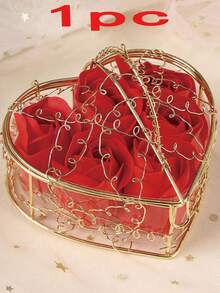 1pc Heart-Shaped Box With Artificial Rose Flowers, Wedding/Housewarming/Birthday Gift - Multicolor - View 13