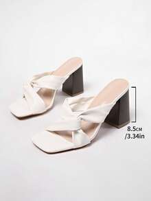 2025 New Brown Suede Round Toe Thick Heel Open Toe High Heel Sandals For Women, Spring/Summer - White - View 7