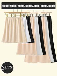 3件/2件/1件 多规格平边包臀衬里半身裙打底裙防走光裙，多色/纯色，春夏款式，防透明防走光中长裙，带衬里，平边，防静电，松紧腰带，适合略微丰满的女生，适合日常穿着。 - 彩色 - 查看 3
