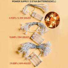 1米/2米/3米暖光樱花串灯，LED樱花仙女灯，透明樱花灯，适用于室内、室外、家居装饰、墙面、卧室、生日、婚礼、派对、情人节、感恩节、樱花主题装饰、节日装饰 - 櫻花 - 查看 11