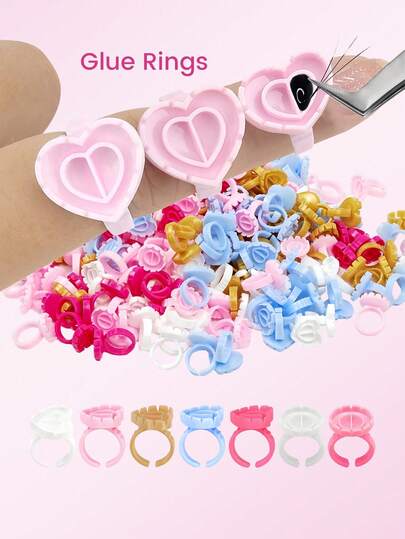 Disposable Heart & Round Lash Glue Holder , Adjustable Plastic Glue Holder Holder For Eyelash Extension Application