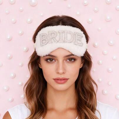 1 st. pärl- och diamantdekorerad ögonmask för brud, elegant "BRIDE/MRS/I DO"-design, bröllopsfotorekvisita, andningsbar mörkläggningsmask för resor, brudtärnepresent, lämplig för bröllop, årsdagar, födelsedagsfester, alla hjärtans dag, Thanksgiving, nyår, mors dag, fars dag, Ramadan