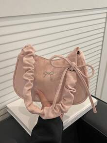 Fashionable Pleated Handbag, New Design Bow Shoulder/Underarm Bag For Women - Pink - View 5