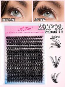 280/224pcs D-Curl Eyelash Extension Kit, DIY Eyelash Extension Set, 280/224pcs Lightweight Natural Curly Eyelashes, Thin And Lightweight, Curl Degree Almost Same As Natural Lashes, 8-16mm, 30D, 60D, 80D, 100D, 150D Individual Eyelash Extension Kit, Including Eyelash Glue, Sealer, Tweezers, Makeup Remover, Eyelash Brush, For Personal Use (8-16mm, Set) - Black - View 5