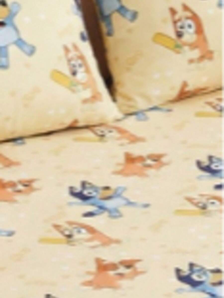 Bluey 1件装布鲁伊主题床笠，床上用品，床垫保护套，床罩，床单，舒适家纺，透气防起球床垫保护套，布鲁伊小爱心主题，卡通床罩，家居装饰，卧室宿舍装饰床罩，适用于所有尺寸的床 - 单人床、双人床、大号床、特大号床，四季皆宜，可机洗，防尘防滑，不含枕头和枕套，完美的节日礼物，房间装饰 - 彩色 - 查看 1