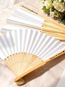 Customized Wedding Hand Fan, Personalized Wedding Candy Fan, Wholesale Engraved Bride Party Favors, Handmade Romantic Wedding Fan, Bridesmaid Gift - Multicolor - View 9