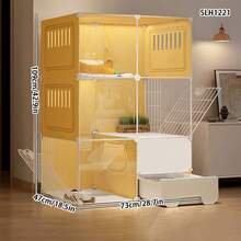 All-In-One Cat Cage, Litter Box, And Cat House, Indoor Cat Villa, Space-Saving Cat Condo - Multicolor - View 2