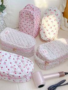 1 pieza Bolsa de almacenamiento de hierro acolchada con estampado floral, organizador de viaje portátil para plancha con cierre de cremallera, bolsa de almacenamiento de herramientas para el hogar, estuche protector para plancha de vapor, asa plegable reutilizable y decorativa, compatible con la mayoría de las planchas, perfecto para uso doméstico y escapadas de fin de semana, viajes - Multicolor - Ver 6