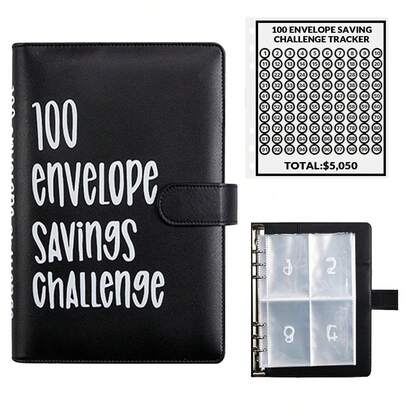 JIAJIA 100 Envelopes Money Saving Challenge, 100 Envelope Challenge Binder, Easy And Fun Way To Save $5,050, Savings Challenges Budget Book Binder With Cash Envelopes For Office,Home,School.