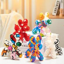 Juego de bloques de construcción de perro de micropartículas, bloques de ensamblaje DIY, bloques de arquitectura abstracta, bloques de decoración de escritorio, bloques con tema animal, idea de regalo de cumpleaños, decoración de colección y exhibición - Multicolor - Ver 1