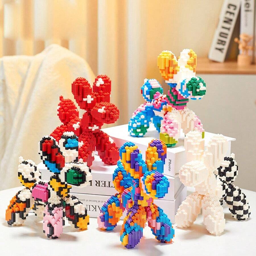 Juego de bloques de construcción de perro de micropartículas, bloques de ensamblaje DIY, bloques de arquitectura abstracta, bloques de decoración de escritorio, bloques con tema animal, idea de regalo de cumpleaños, decoración de colección y exhibición - Multicolor - Ver 1