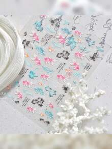 1 Sheet Goldfish Fish Nail Art Stickers Chinese Style Ink Wash Style Mountain Cloud Ripple Classical Chinese Poem Self-Adhesive Nail Art Design Decorative Manicure Decals - Multicolor - View 13