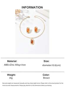 Set de 3 piezas de joyería bohemia vintage con colgante geométrico de resina, conjunto de collar y aretes minimalista elegante con degradado ovalado, adecuado para mujer en uso diario, citas, playa, vacaciones, fiestas, bodas - Marrón - Ver 8