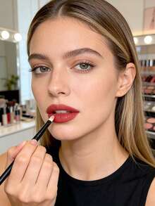 12 piezas Brochas de maquillaje de labios multifunción, cerdas suaves y precisas, contorneo de labios preciso, ideal para principiantes y profesionales - Negro - Ver 7