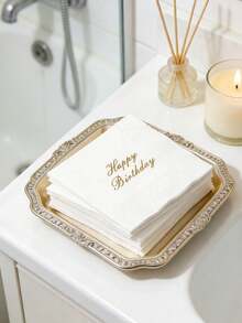 30/15/1包“生日快乐”印花餐巾纸，一次性派对餐具，鸡尾酒餐巾纸，生日派对主题餐巾纸，餐厅、家庭厨房必备 - 彩色 - 查看 5