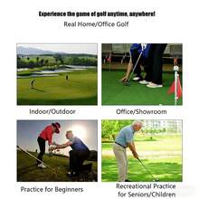 Premium Indoor Putting Green, Auto Return Putting Mat With Backboard, Portable Roll-Up Design For Home Office Training, Home Practice Putting Green For Man Cave, Games Room & Dad's Birthday - màu xanh lá - Xem 2