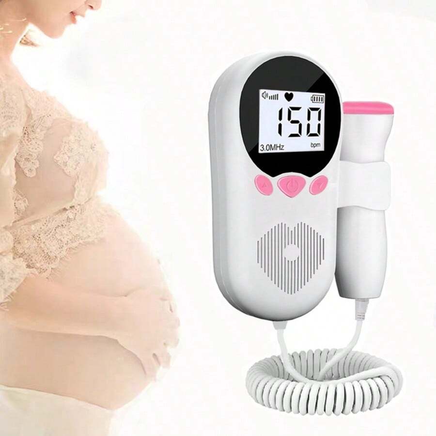 1pc Fetal Doppler, Home Use Pregnancy Stethoscope, 3.0Hz High Sensitivity Accurate Doppler Fetal Heart Monitor - Pink - View 1