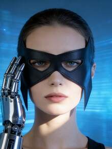 Máscara de Fantasia Luxuosa de Couro Preto e Vermelho Estilo Olho de Gato Metade, Fantasia de Halloween, Cosplay, Vestido Elegante, Maquiagem, Acessórios para Festa de Mascarada - Preto EM-195 - Visão 8