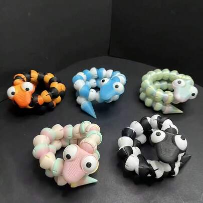 3D Printed Twist Snake Toy, Centimeter Statue Decor, Movable Joints, Stress Relief