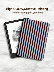 1pc Brown & Blue Striped Pattern E-Book Protective Case, Compatible With Kindle Paperwhite 5/Kindle NK 11/IPad (A16) 11 Inch 11th Generation 2025, IPad 10.2 Inch 10th Generation, With Auto Wake/Sleep Function, Slim & Convenient, Perfect Fit To Protect Your Tablet/E-Reader - Multicolor - View 4