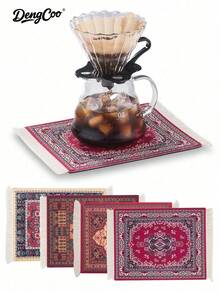 Dengcoo 1PC Coffee Coaster, Cup Mat, Fabric Tassel Carpet Coaster, Coffee Mat, Drink Coaster, Dish Drying Mat, Table Mat, Placemat, Mouse Pad, Non-Slip Heat Resistant Mat, For Table Desk Cup, Home, Coffee, Gife - Coffee Pads - View 2