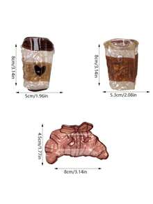 1pc Cute & Fun Acrylic Bread, Coffee, Croissant, Latte Themed Hair Claw Clip, Suitable For Long And Thick Hair - Multicolor - View 3