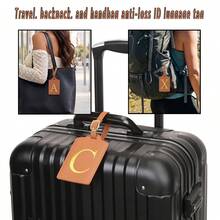 MIYIN 时尚字母图案行李牌 男女通用 PU 皮革手提包旅行包挂牌 带姓名卡和隐私保护（A~Z） 简约高端字母行李牌 旅行配件 旅行必备 海滩 夏季度假 返校季 必备 - 棕色 - 查看 6