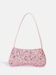 1pc Girl's New Fashion Sequin Elegant Shoulder Bag, High-End Baguette Bag, Fashionable Floral Sequin Baguette Bag, Evening Clutch, Wallet, Coin Purse, Black, White, Pink, Gold, Silver, Suitable For Daily, Party, Travel, Ideal Gift - Multicolor - View 21