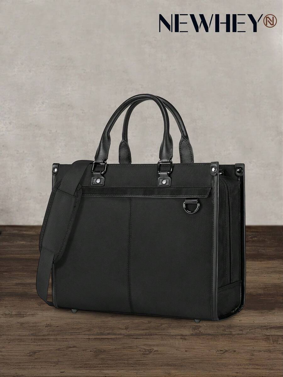 NEWHEY Bolso de negocios para hombres de 15.6 pulgadas, bolso de gran capacidad para la búsqueda de empleo, bolso impermeable para ir al trabajo y viajes de negocios - Negro - Ver 1