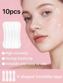 10/50/100/200pcs V-Shaped Face Lift Invisible Stickers, Facial Skin Care, Smoothing Skin, Enhancing Skin Elasticity, Beauty Care, Suitable For Various Skin Types, Portable - Multicolor - View 11