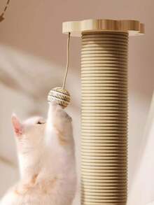 This Cat Scratching Post/Climbing Tower Features A Raised Design With Durable, Scratch-Resistant Sisal Rope Pads. It Also Includes A Built-In Teaser Wand And Cat, Perfectly Meeting Cats' Needs For Self-Soothing, Nail Scratching, And Entertainment. It Makes An Excellent Gift For Kittens. - 46cm Longer - View 8